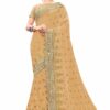Beige Saree with Blouse Piece Women's Heavy Embroidery Work Saree