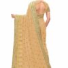 Beige Saree with Blouse Piece Women's Heavy Embroidery Work Saree - Image 2