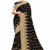 Black Saree with Blouse Piece Women's Heavy Embroidery Work Saree