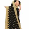 Black Saree with Blouse Piece Women's Heavy Embroidery Work Saree - Image 2
