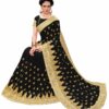Black Saree with Blouse Piece Women's Heavy Embroidery Work Saree - Image 3