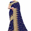 Blue Saree with Blouse Piece Women's Heavy Embroidery Work Saree