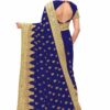 Blue Saree with Blouse Piece Women's Heavy Embroidery Work Saree - Image 2