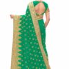 Green Saree with Blouse Piece Women's Heavy Embroidery Work Saree - Image 2
