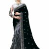Black Saree with Blouse Piece Women's Heavy Embroidery Work Saree
