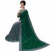 Dark Green Saree with Blouse Piece Women's Heavy Embroidery Work Saree - Image 3