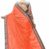 Orange Saree with Blouse Piece Women's Heavy Embroidery Work Saree - Image 2