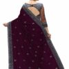 Purple Saree with Blouse Piece Women's Heavy Embroidery Work Saree - Image 2