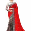 Red Saree with Blouse Piece Women's Heavy Embroidery Work Saree