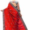 Red Saree with Blouse Piece Women's Heavy Embroidery Work Saree - Image 2