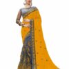 Yellow Saree with Blouse Piece Women's Heavy Embroidery Work Saree