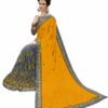 Yellow Saree with Blouse Piece Women's Heavy Embroidery Work Saree - Image 3