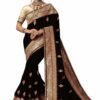 Black Saree with Blouse Piece Women's Heavy Embroidery Work Saree
