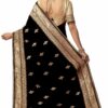 Black Saree with Blouse Piece Women's Heavy Embroidery Work Saree - Image 2