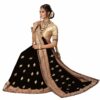 Black Saree with Blouse Piece Women's Heavy Embroidery Work Saree - Image 3
