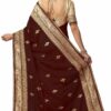 Brown Saree with Blouse Piece Women's Heavy Embroidery Work Saree - Image 2