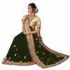 Dark Green Saree with Blouse Piece Women's Heavy Embroidery Work Saree - Image 3