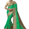 Green Saree with Blouse Piece Women's Heavy Embroidery Work Saree