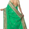Green Saree with Blouse Piece Women's Heavy Embroidery Work Saree - Image 2