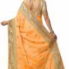 Yellow Saree with Blouse Piece Women's Heavy Embroidery Work Saree - Image 2