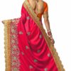 Pink Saree with Blouse Piece Women's Heavy Embroidery Work Saree - Image 2