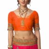 Pink Saree with Blouse Piece Women's Heavy Embroidery Work Saree - Image 4