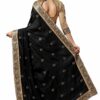 Black Saree with Blouse Piece Women's Heavy Embroidery Work Saree - Image 2
