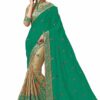Green Saree with Blouse Piece Women's Heavy Embroidery Work Saree