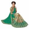 Green Saree with Blouse Piece Women's Heavy Embroidery Work Saree - Image 3