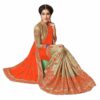 Orange Saree with Blouse Piece Women's Heavy Embroidery Work Saree - Image 3