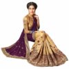 Purple Saree with Blouse Piece Women's Heavy Embroidery Work Saree - Image 3
