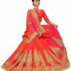 Pink Saree with Blouse Piece Women's Heavy Embroidery Work Saree - Image 3
