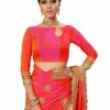 Pink Saree with Blouse Piece Women's Heavy Embroidery Work Saree - Image 4