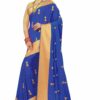 Blue Saree with Blouse Piece Women's Heavy Embroidery Work Saree