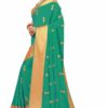 Green Saree with Blouse Piece Women's Heavy Embroidery Work Saree - Image 3