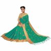 Green Saree with Blouse Piece Women's Heavy Embroidery Work Saree - Image 4