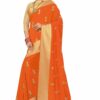 Orange Saree with Blouse Piece Women's Heavy Embroidery Work Saree