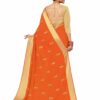 Orange Saree with Blouse Piece Women's Heavy Embroidery Work Saree - Image 2