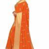 Orange Saree with Blouse Piece Women's Heavy Embroidery Work Saree - Image 3