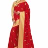 Red Saree with Blouse Piece Women's Heavy Embroidery Work Saree