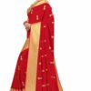 Red Saree with Blouse Piece Women's Heavy Embroidery Work Saree - Image 3