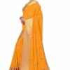 Yellow Saree with Blouse Piece Women's Heavy Embroidery Work Saree - Image 3