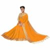 Yellow Saree with Blouse Piece Women's Heavy Embroidery Work Saree - Image 4