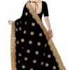 Black Saree with Blouse Piece Women's Heavy Embroidery Work Saree - Image 2