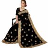 Black Saree with Blouse Piece Women's Heavy Embroidery Work Saree - Image 3