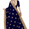 Blue Saree with Blouse Piece Women's Heavy Embroidery Work Saree - Image 2