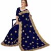 Blue Saree with Blouse Piece Women's Heavy Embroidery Work Saree - Image 3