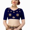 Blue Saree with Blouse Piece Women's Heavy Embroidery Work Saree - Image 4