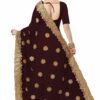 Brown Saree with Blouse Piece Women's Heavy Embroidery Work Saree - Image 2