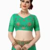 Green Saree with Blouse Piece Women's Heavy Embroidery Work Saree - Image 4